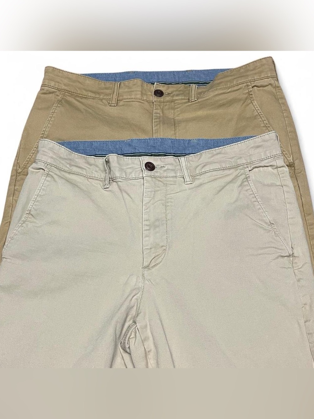 2 LL Bean Khaki Pants Mens 32x29 Beige Standard Fit Chino Flat Front Straight